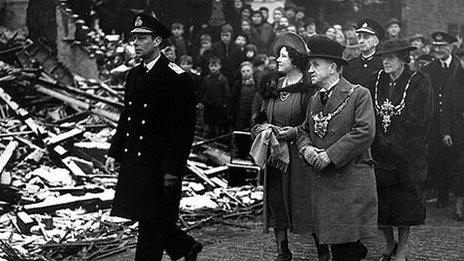 The King and the Queen Mother visited Sheffield to witness the devastation