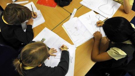 Primary school pupils in classroom