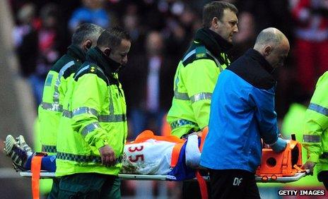 Ryan Lowe is stretchered off