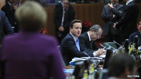 British Prime Minister David Cameron at the European Union summit in Brussels on 9 December 2011