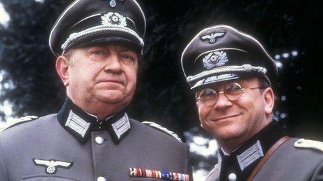 Richard Marner as Colonel Von Strohm and Sam Kelly as Captain Hans Geering