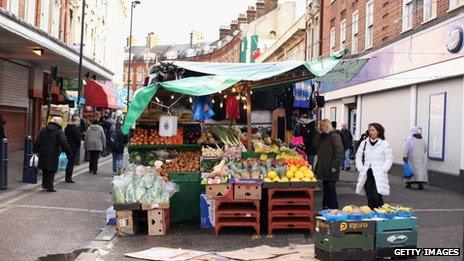 A street market in London