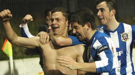 Johnny Black celebrates after scoring the last-gasp winner in the semi-final