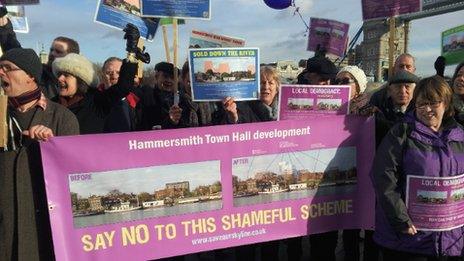 Protesters outside City Hall