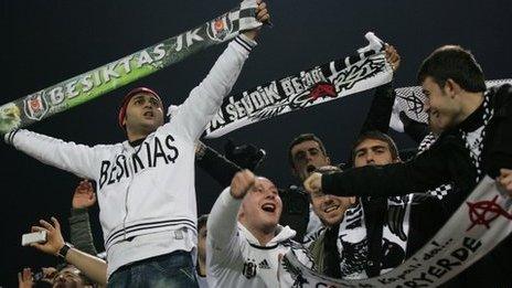 Besiktas fans were noisy at the Inonu Stadium