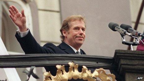 Vaclav Havel shortly after taking the oath as Czechoslovakia's president - 29 December 1989