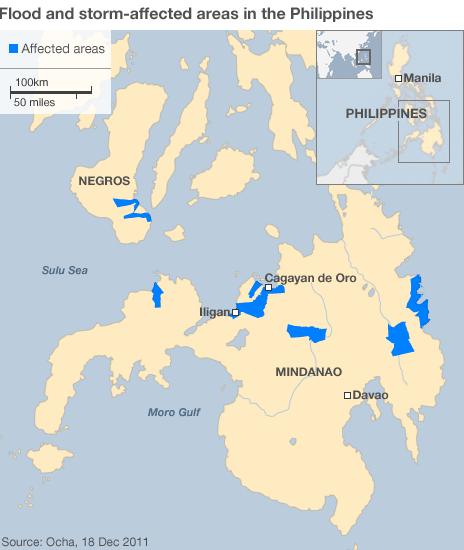 Flood affected areas in the Philippines