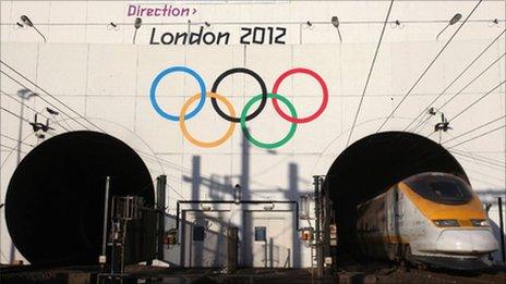 Olympic rings outside Channel Tunnel near Calais, France, image courtesy of Locog