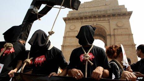 File photo of an anti-death penalty campaign by Amnesty International