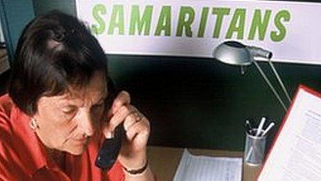 Samaritans counsellor taking a call