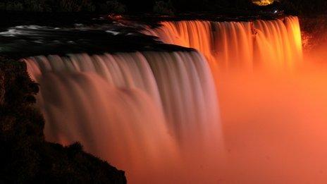 Niagara Falls illuminated