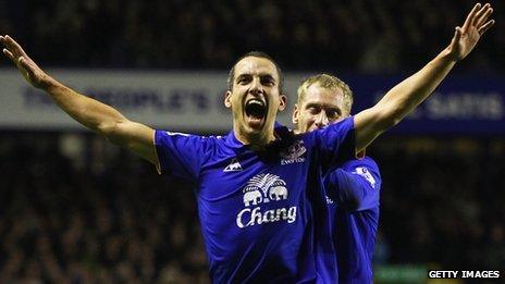 Leon Osman celebrates