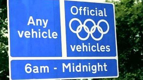 Olympic Route Network sign, pic courtesy of TfL