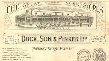Duck, Son & Pinker bath music shop papers