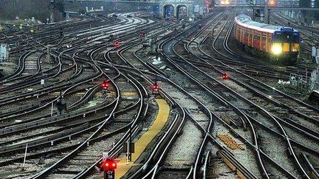 Train pulling into a London station