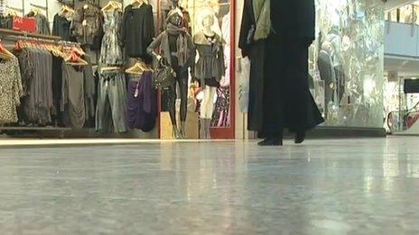 A shopper inside The Mall at Cribbs Causeway