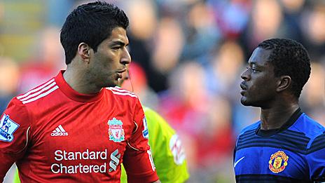 Luis Suarez and Patrice Evra