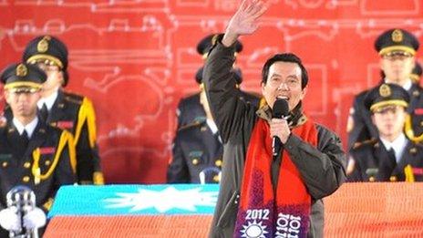 Ma Ying-jeou, who is seeking a second term as president, at a flag-raising ceremony on January 1, 2012, for the 101st anniversary of the founding of the Republic of China