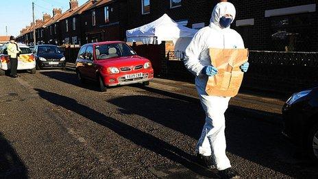 Forensics officers at scene of Peterlee shooting