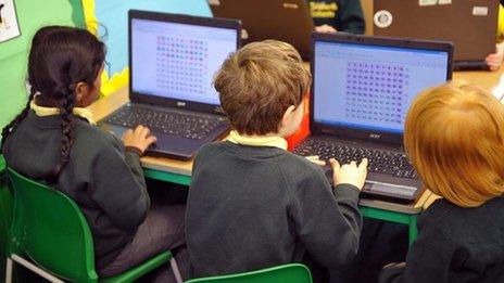 children working at computers