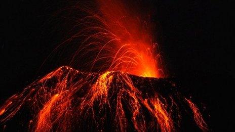 Volcano erupting