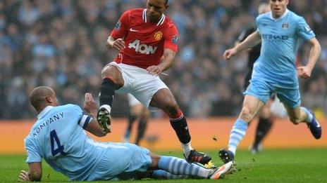 Vincent Kompany challenges Nani