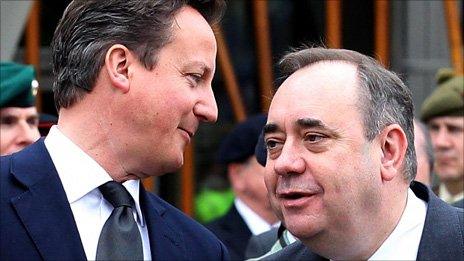 UK PM David Cameron and Scotland's First Minister Alex Salmond