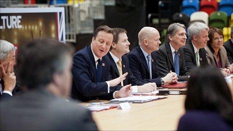 Cabinet meeting in handball arena