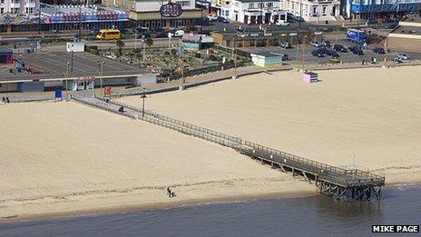 Aerial view of Great Yarmouth jetty