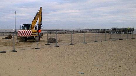 Digger at Great Yarmouth jetty