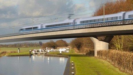 Undated handout image issued by HS2 of the Birmingham and Fazeley viaduct, part of the new proposed route for the HS2 high speed rail scheme