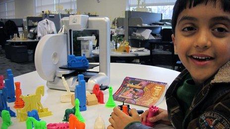 Boy with toys printed from 3D printer