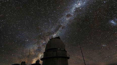 The Milky Way above the dome of the Danish 1.54-metre telescope at ESO's La Silla Observatory in Chile