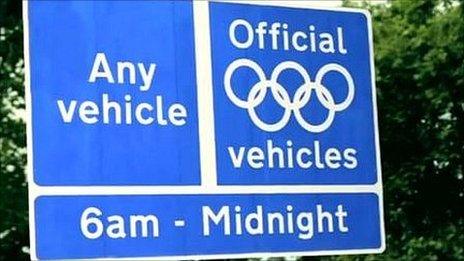 Olympic Route Network sign, pic courtesy of TfL