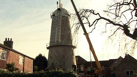 Sail removed from Denver Windmill