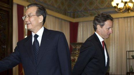 US Treasury Secretary Timothy Geithner and Chinese Premier Wen Jiabao