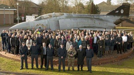 Wing Commander Cook and Colonel Neale Moss with the Phantom XT914