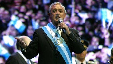 President Otto Perez Molina during his inauguration at El Domo, in Guatemala City, on 14 January 2012