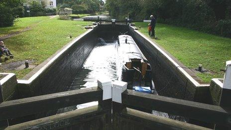 Narrowboat in lock