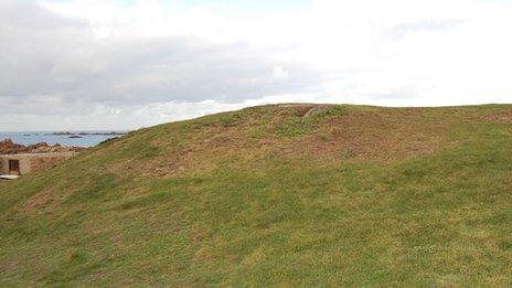 Grass mound at Cobo in Guernsey