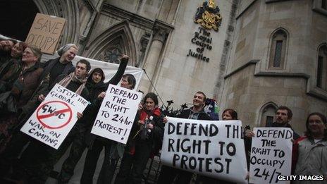 Occupy London protesters outside the court