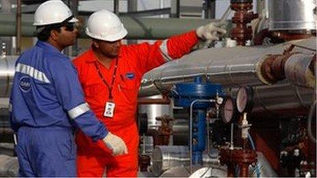 Oil workers in Rajasthan field