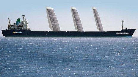 Proposed solar sail installation on an Australian mining company bulk carrier