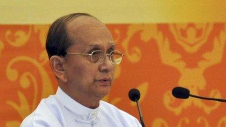 File picture of Burma's President Thein Sein delivering a speech on 20 December, 2011