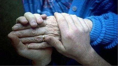 Elderly person receiving care
