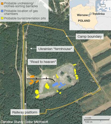 Map of Treblinka shown by investigations of Caroline Sturdy Colls