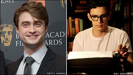 Daniel Radcliffe (left) and James Franco as Allen Ginsberg from the film Howl