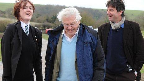 Verity Cannings, David Attenborough and Gus Christie