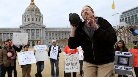 Anti-piracy law protesters in San Francisco