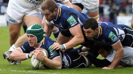 Sean O'Brien scores Leinster's first try